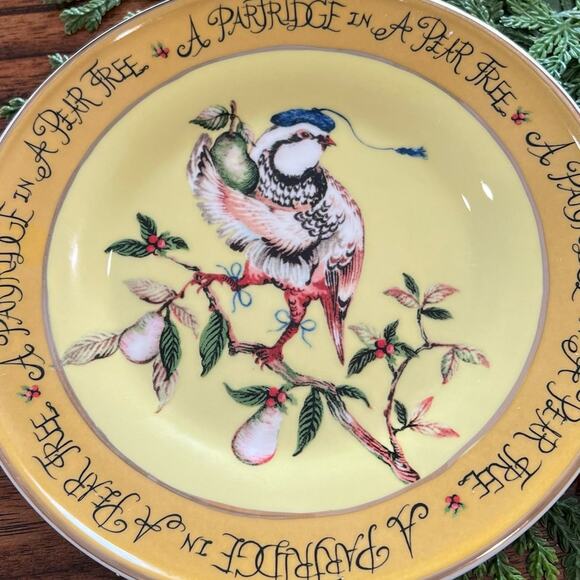 Anthropologie 12 Days of Christmas Dessert Plate Day 1 Partridge in a Pear Tree - Picture 5 of 10